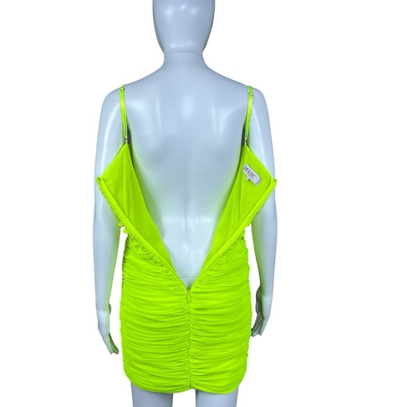 House of CB Ella Gathered Ruched Mesh Mini Dress Size M Event Party Coquette - Picture 12 of 16